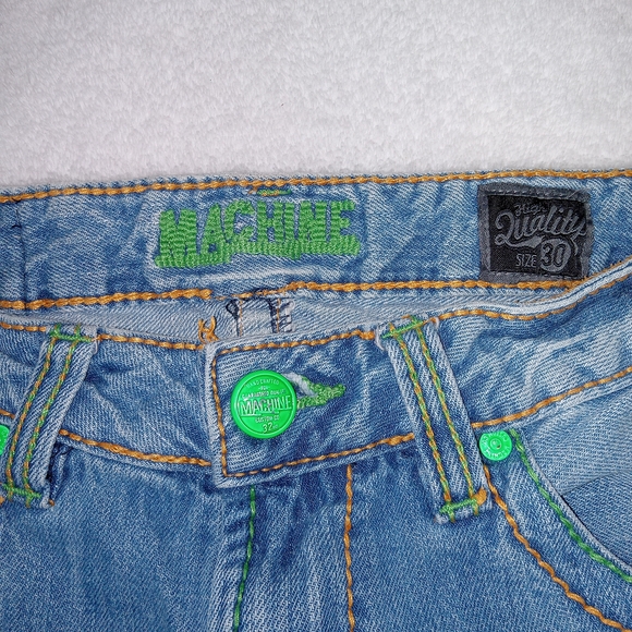 Machine Jeans Mens 30 Light Wash Distressed Denim Flap Pocket Y2K Streetwear - Picture 6 of 13